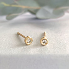 Load image into Gallery viewer, Molten Gold Diamond Mini Stud Earrings