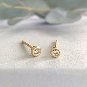 Molten Gold Diamond Mini Stud Earrings