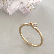 Load image into Gallery viewer, Molten Gold Stacking Ring with Two Solid Gold Beads with Diamonds