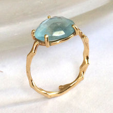 Load image into Gallery viewer, Twig Statement Ring with Unique Rose Cut Blue Topaz