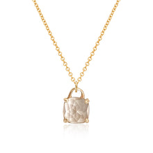 Load image into Gallery viewer, Gold necklace with square cushion cut white topaz