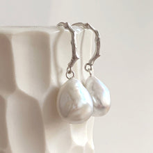 Load image into Gallery viewer, Baroque Pearl Drop Earrings with Sterling Silver Twig Ear Hooks
