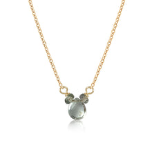 Load image into Gallery viewer, Sapphire Smooth Briolette 3-Stone Drop Necklace with Gold Chain