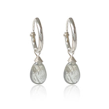 Load image into Gallery viewer, Sapphire Smooth Briolette Hoop Earrings