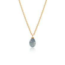 Load image into Gallery viewer, Sapphire Smooth Briolette Drop Necklace with Gold Chain