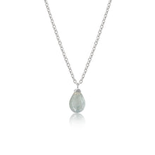 Load image into Gallery viewer, Sapphire Smooth Briolette Drop Necklace with Silver Chain