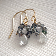 Load image into Gallery viewer, Sapphire Earrings Teal Blue Songea Sapphires and Silver Grey Sapphire Drops