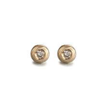 Load image into Gallery viewer, Molten Gold Tiny Stud Earrings with Diamonds