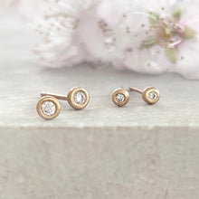 Load image into Gallery viewer, Molten Gold Diamond Mini Stud Earrings