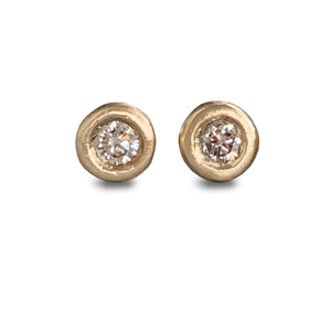Molten Gold Diamond Mini Stud Earrings