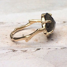 Load image into Gallery viewer, Twig Ring with Unique Rose cut Labradorite