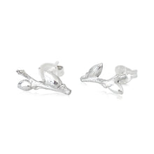 Load image into Gallery viewer, Willow Twig ear studs with buds and woodgrain texture