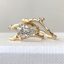 Load image into Gallery viewer, Twig Engagement Ring in 18 Carat Gold and Pear Cut Diamond