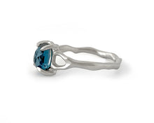Load image into Gallery viewer, Twig Ring with London Blue Topaz Oval Cabochon in 14 carat Gold