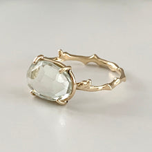 Load image into Gallery viewer, Twig Statement Ring with Unique Rose Cut Green Amethyst