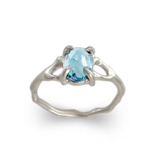 Load image into Gallery viewer, Twig Ring with London Blue Topaz Oval Cabochon in 14 carat Gold