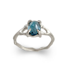 Load image into Gallery viewer, Twig Ring with London Blue Topaz Oval Cabochon in 14 carat Gold