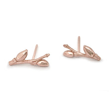 Load image into Gallery viewer, Willow Twig ear studs with buds and woodgrain texture
