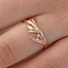 Load image into Gallery viewer, Willow Twig Ring with Buds and Wood Grain Texture