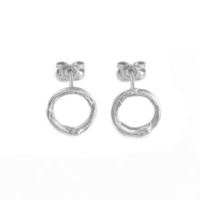 Load image into Gallery viewer, Willow Twig Circle Stud Earrings in Silver or Gold Plated Silver