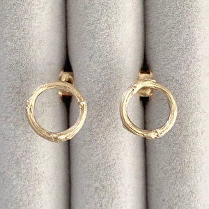 Willow Twig Circle Stud Earrings in Silver or Gold Plated Silver