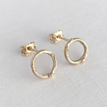 Load image into Gallery viewer, Willow Twig Circle Stud Earrings in Silver or Gold Plated Silver
