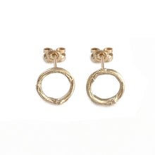 Load image into Gallery viewer, Willow Twig Circle Stud Earrings in Silver or Gold Plated Silver