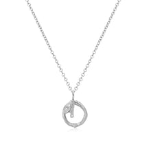 Load image into Gallery viewer, Willow Twig Necklace with Circle Charm with wood texture and bud drop