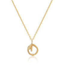 Load image into Gallery viewer, Willow Twig Necklace with Circle Charm with wood texture and bud drop