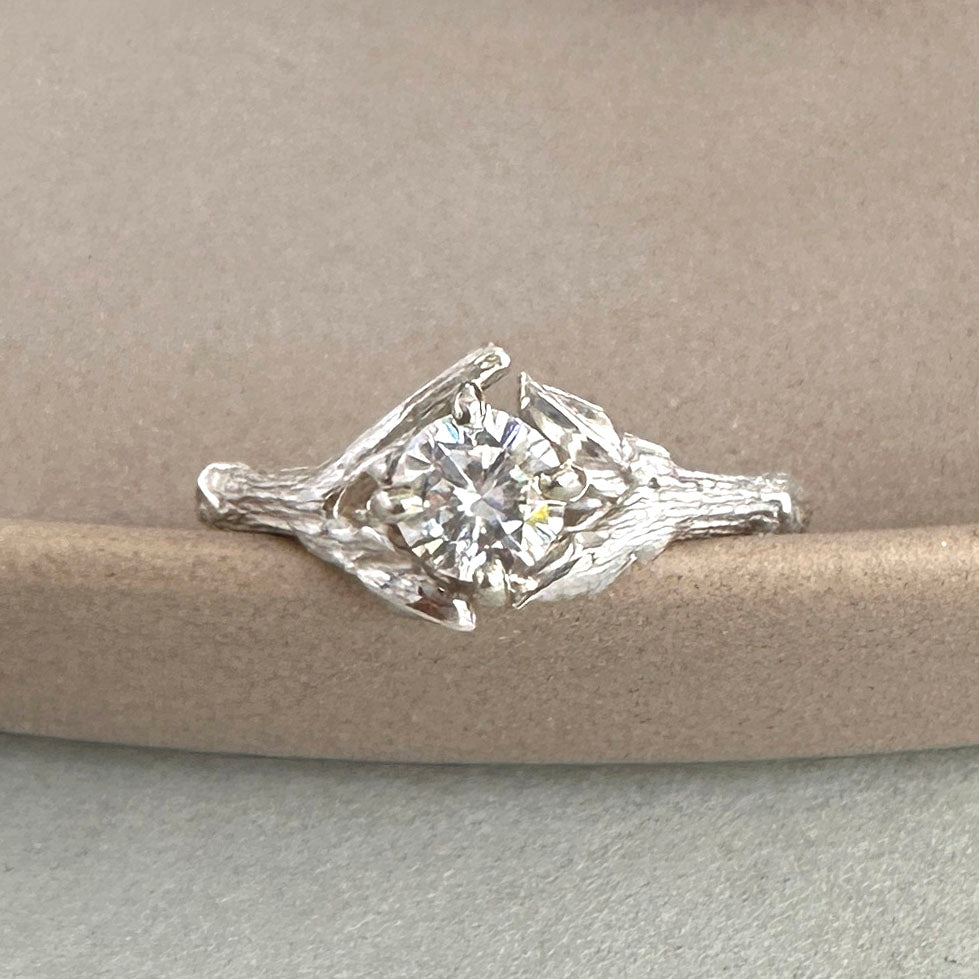 Willow Twig Engagement Ring in Sterling Silver with Moissanite