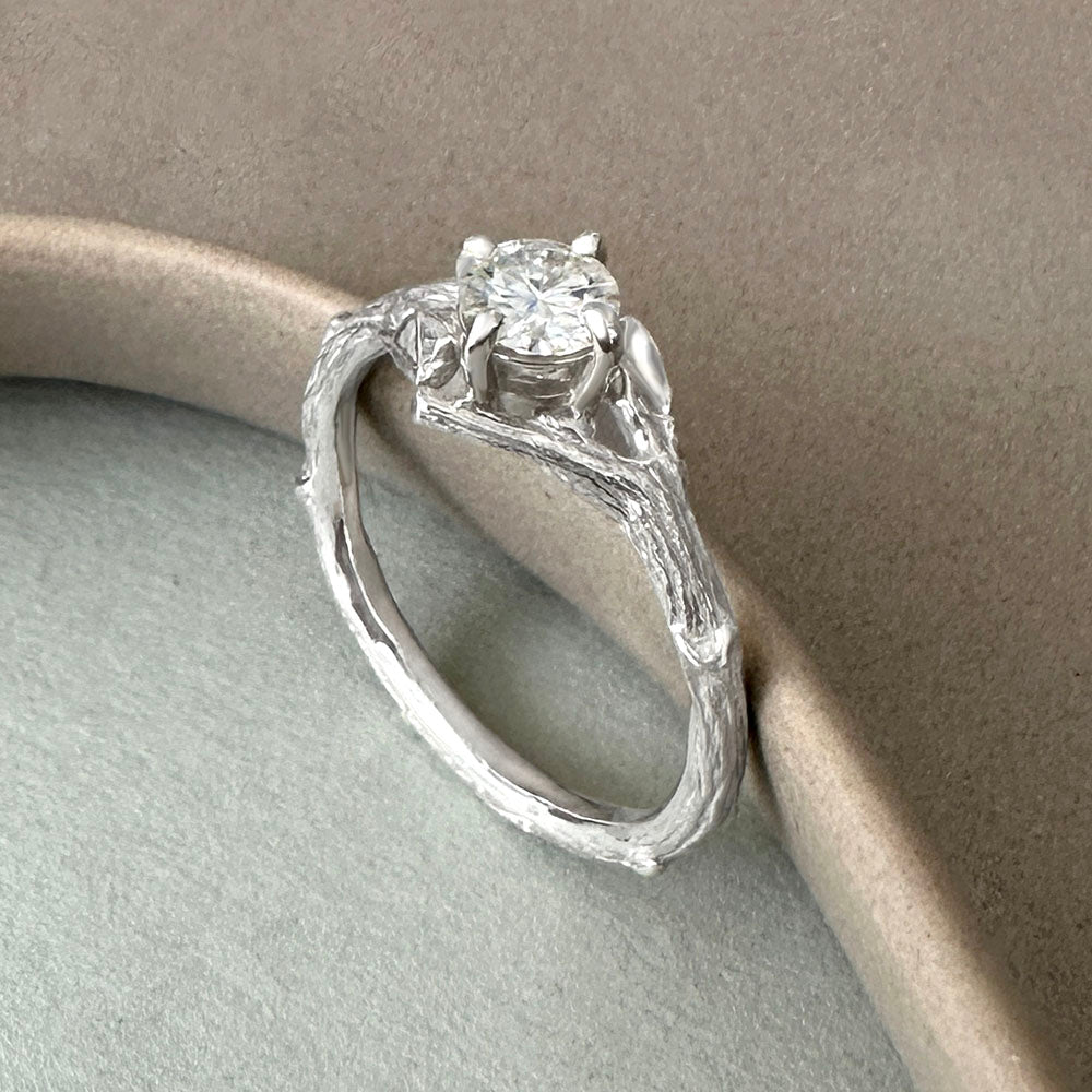 Willow Twig Engagement Ring in Sterling Silver with Moissanite