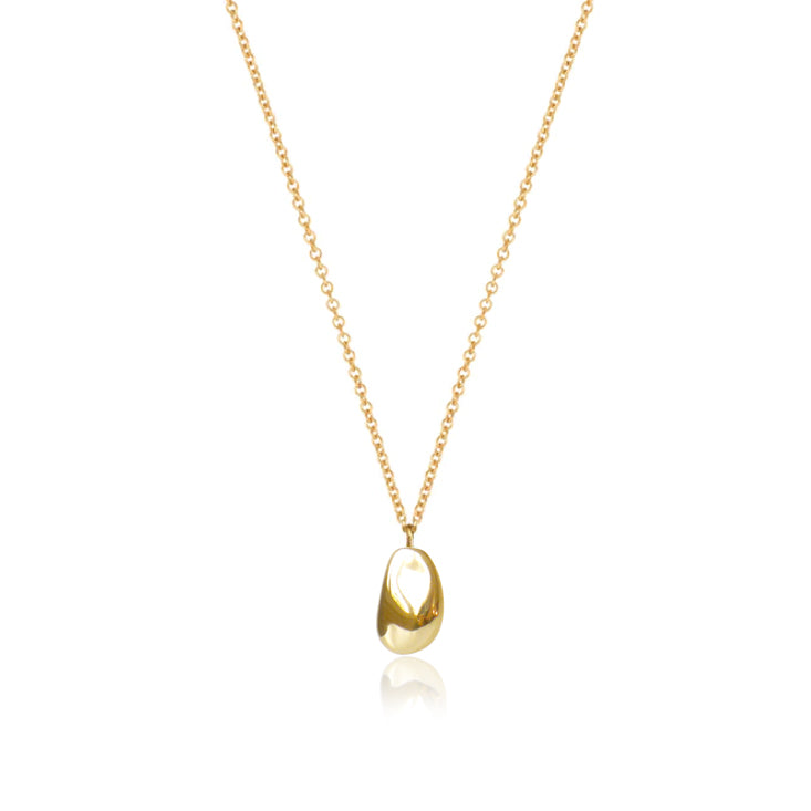 Paradiso Solid Gold Pebble Charm Necklace