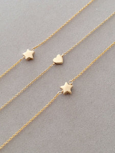 Little Heart or Little Star Bracelet in Solid Gold