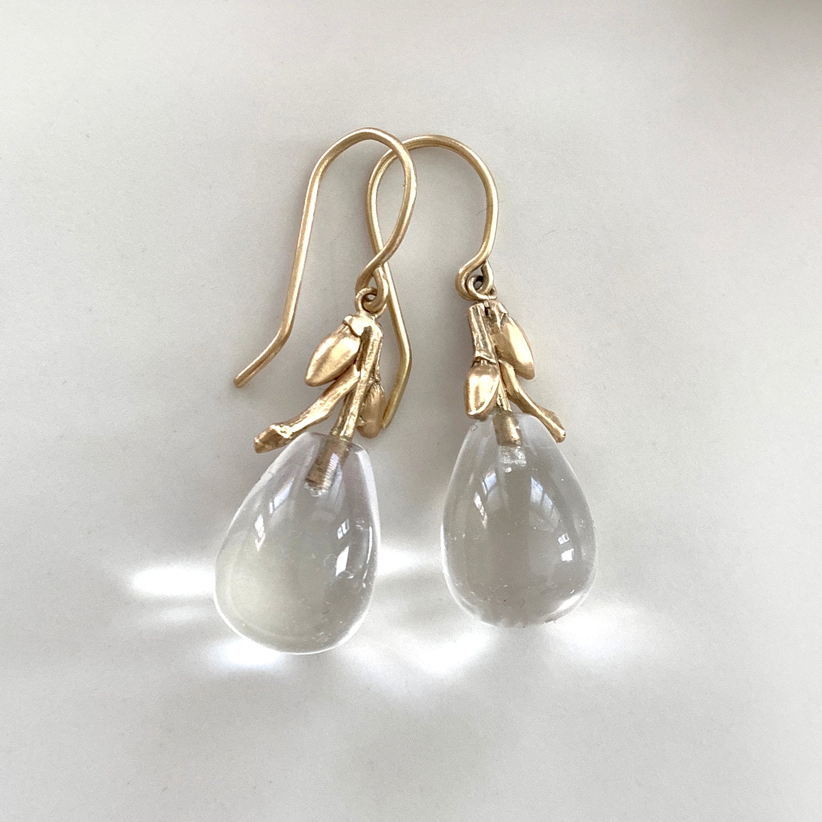 Willow Twig Drop Earrings in Solid Gold