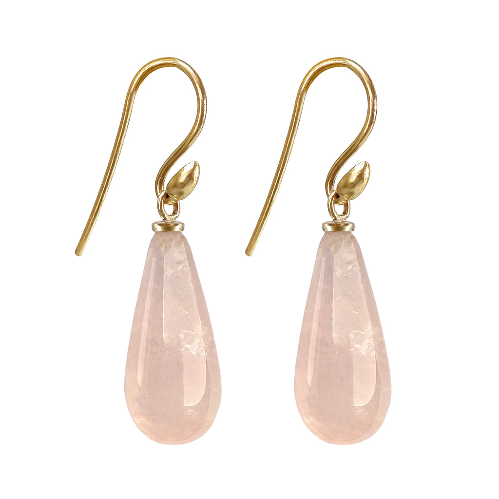 Willow Bud Drop Earrings with Rose Quartz