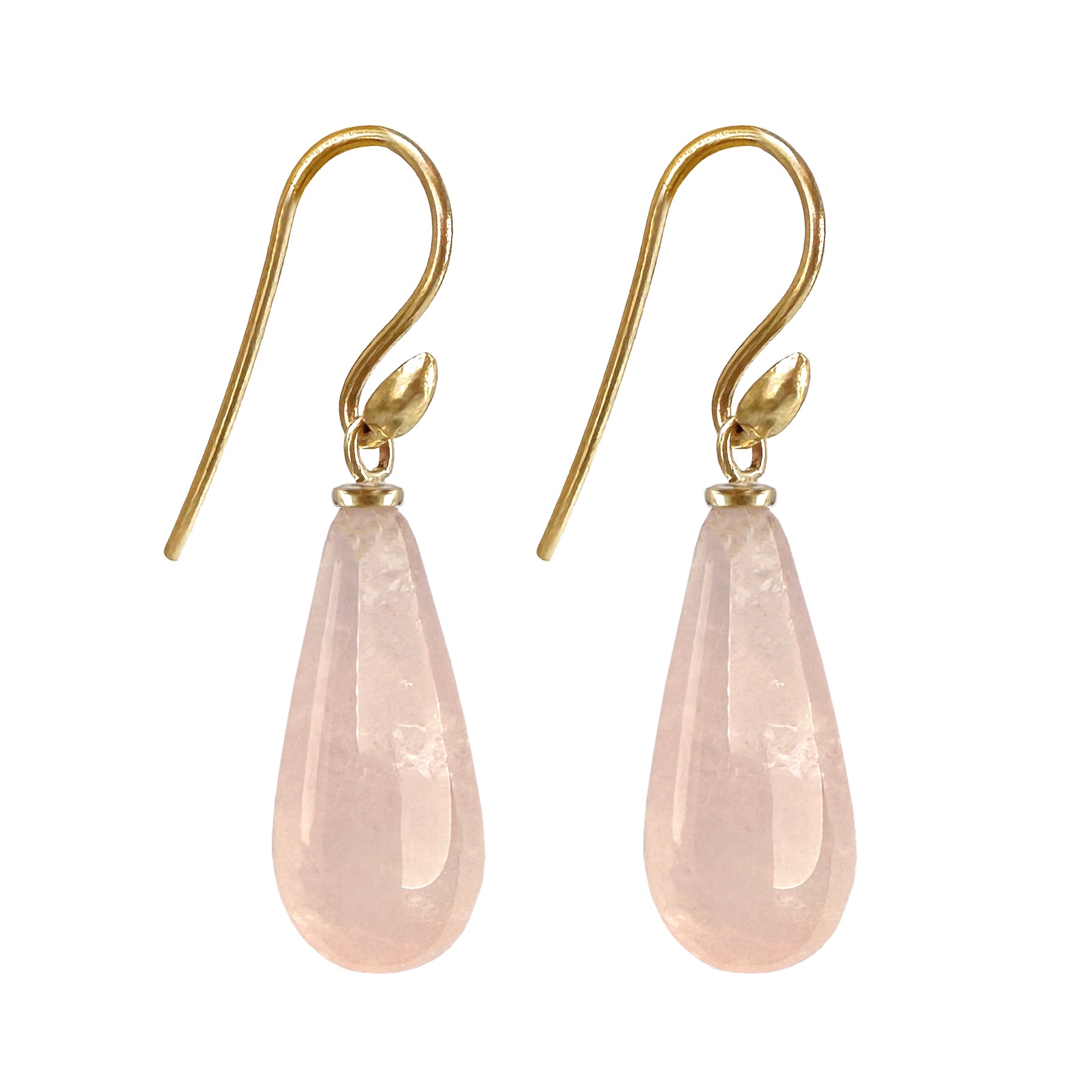 Willow Bud Drop Earrings with Rose Quartz