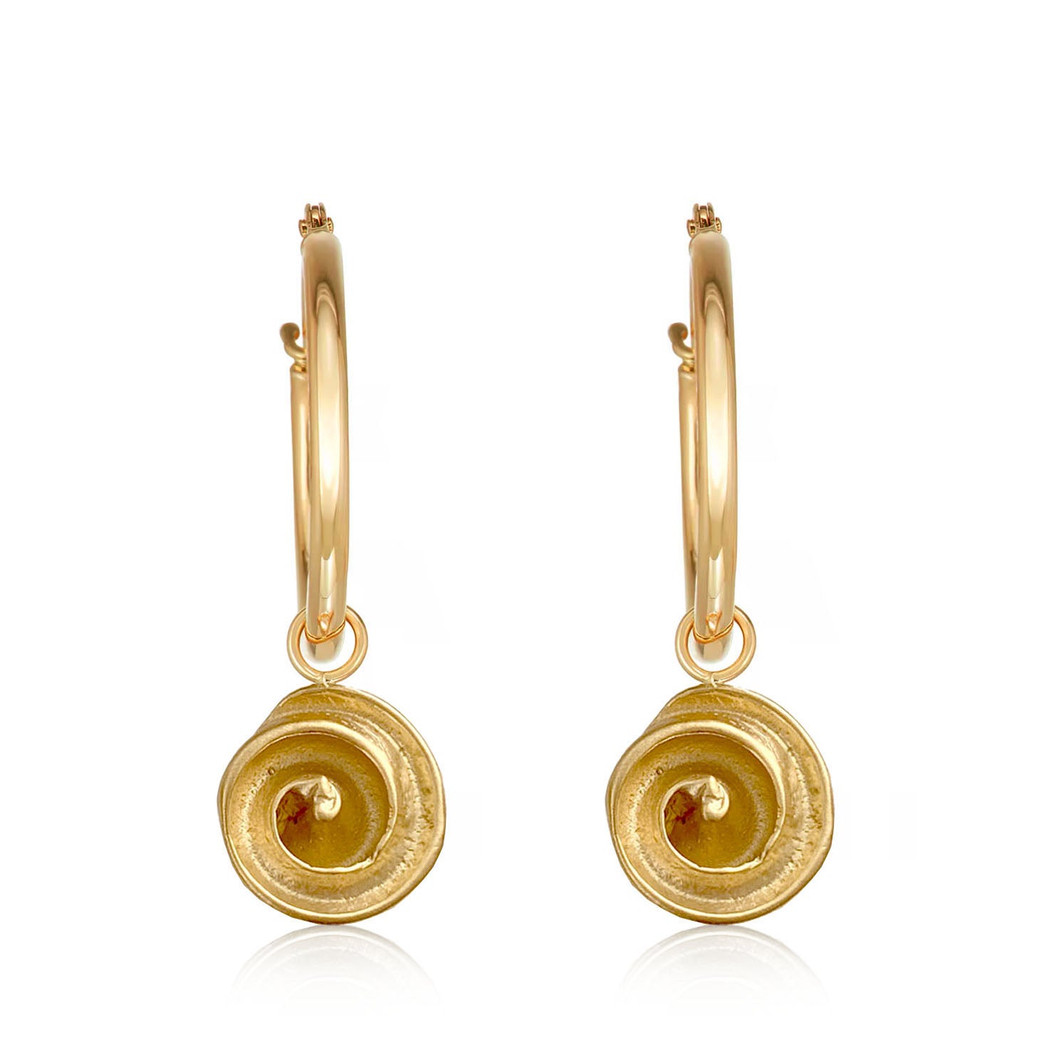 Paradiso Shell Swirl Pendant Hoop Earrings with Hinged Creole Hoops