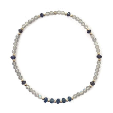 Load image into Gallery viewer, Stretch Bracelet with Blue Sapphire, Labradorite and Iolite Sterling Silver Beads
