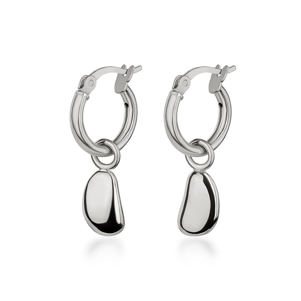 Paradiso Pebble Pendant Hoop Earrings with Hinged Creole Hoops