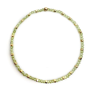 Stretch Bracelet with Peridot and Metallic Nugget Beads