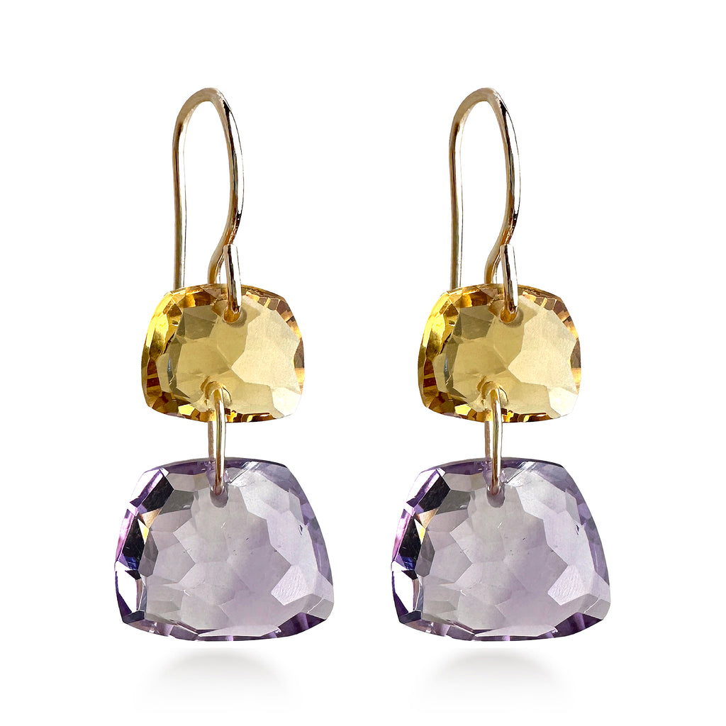 Statement Earrings with Amethyst and Citrine