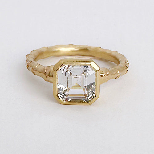 Hebe Twig Ring with Octagon White Sapphire