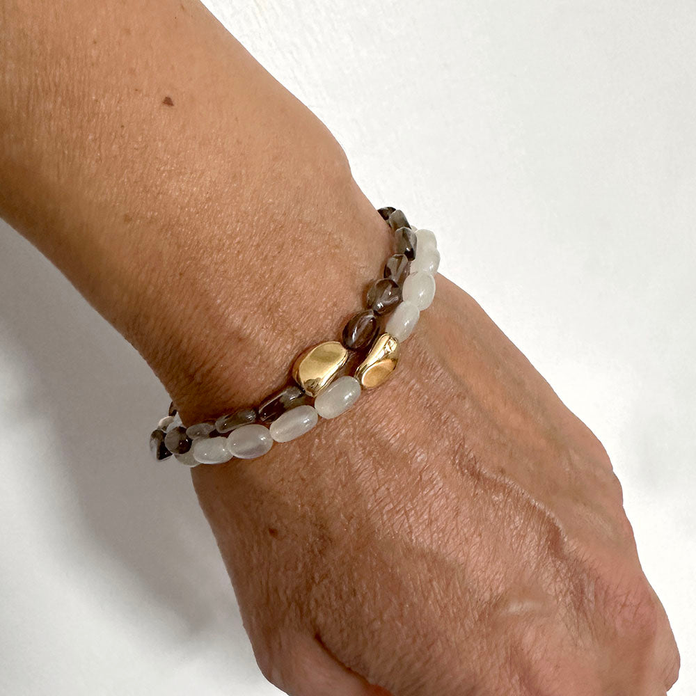 Paradiso Pebble Stretch Bracelet with Smoky Quartz