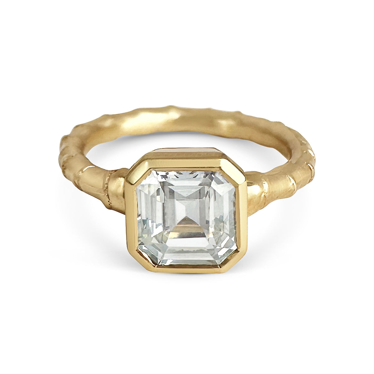 Hebe Twig Ring with Octagon White Sapphire