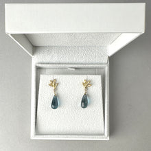 Load image into Gallery viewer, Willow Twig Drop Earrings in Solid 18 Carat Gold with London Blue Topaz
