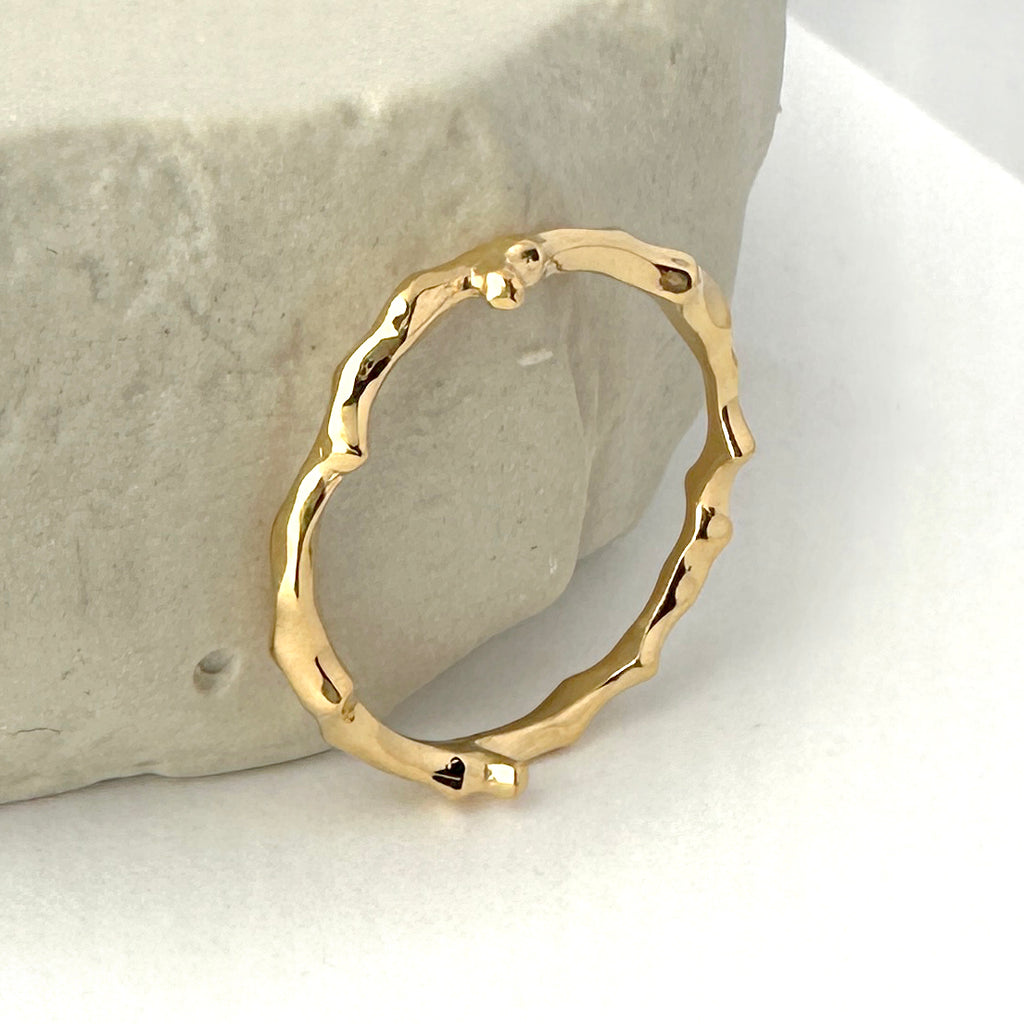 Twig Band Stacking Ring or Wedding Ring in solid gold