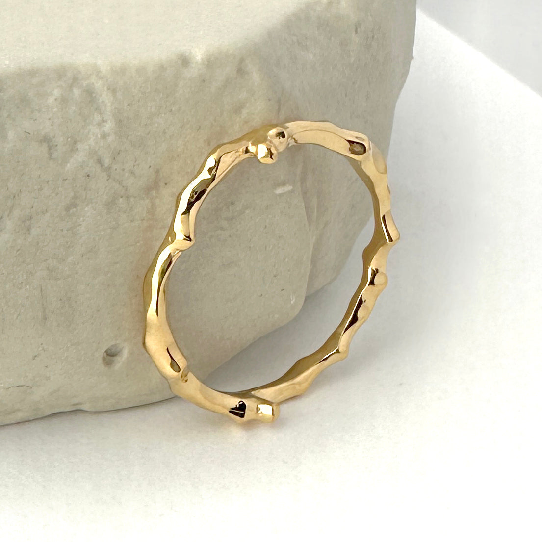 Twig Band Stacking Ring or Wedding Ring in solid gold