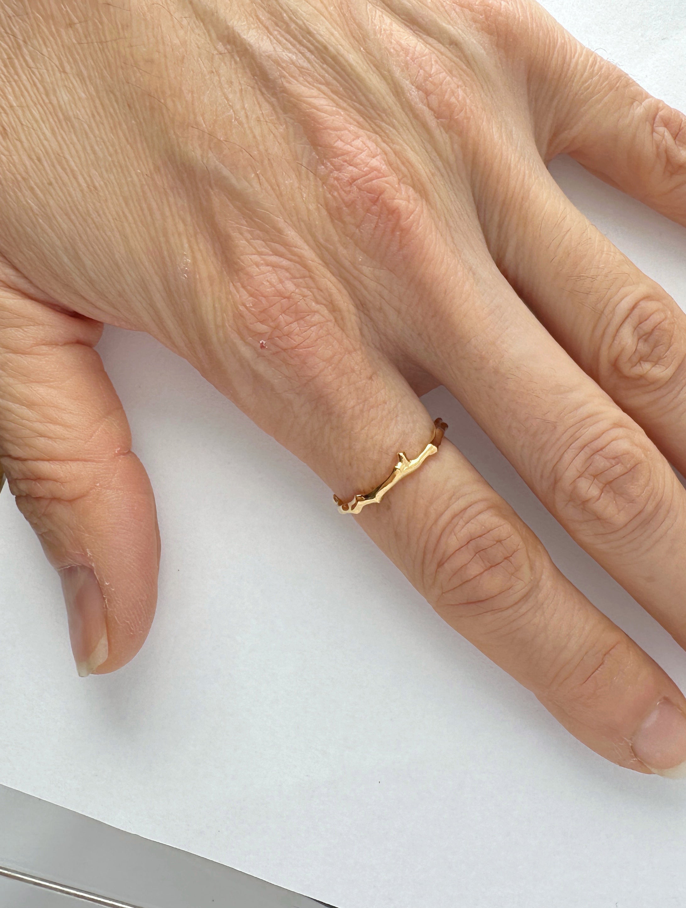 Twig Band Stacking Ring or Wedding Ring in silver or gold plated silver