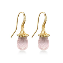 Load image into Gallery viewer, Marigold Twig Drop Earrings with Rose Quartz Drops
