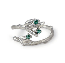 Load image into Gallery viewer, Willow Crossover Ring with Emeralds
